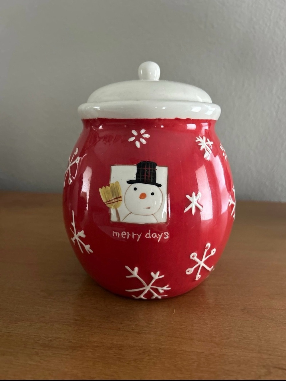 Hallmark Red and White Snowman Ceramic Canister